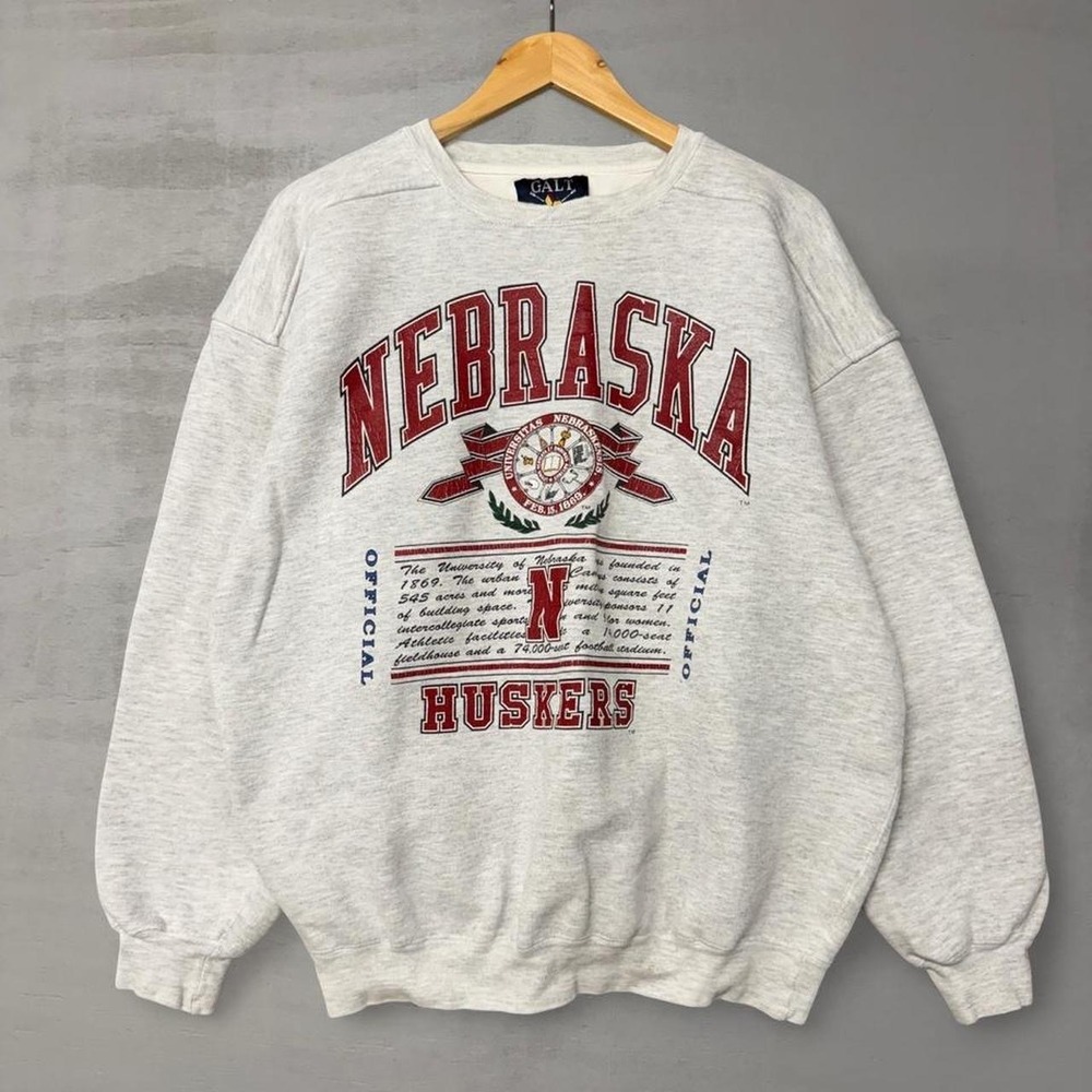 Vintage Galt Sand Sweatshirt Gray Nebraska Huskers 90s Crewneck Graphic Large